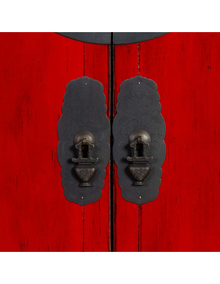Armoire chinoise rouge laquée 194 cm Pingyao