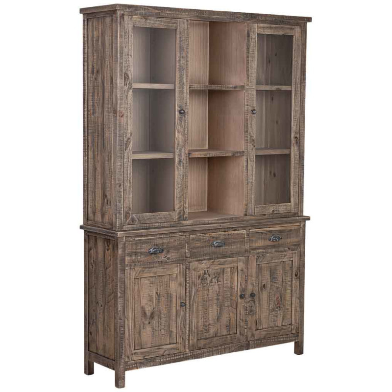 Vitrine vaisselier bois marron 140 cm...