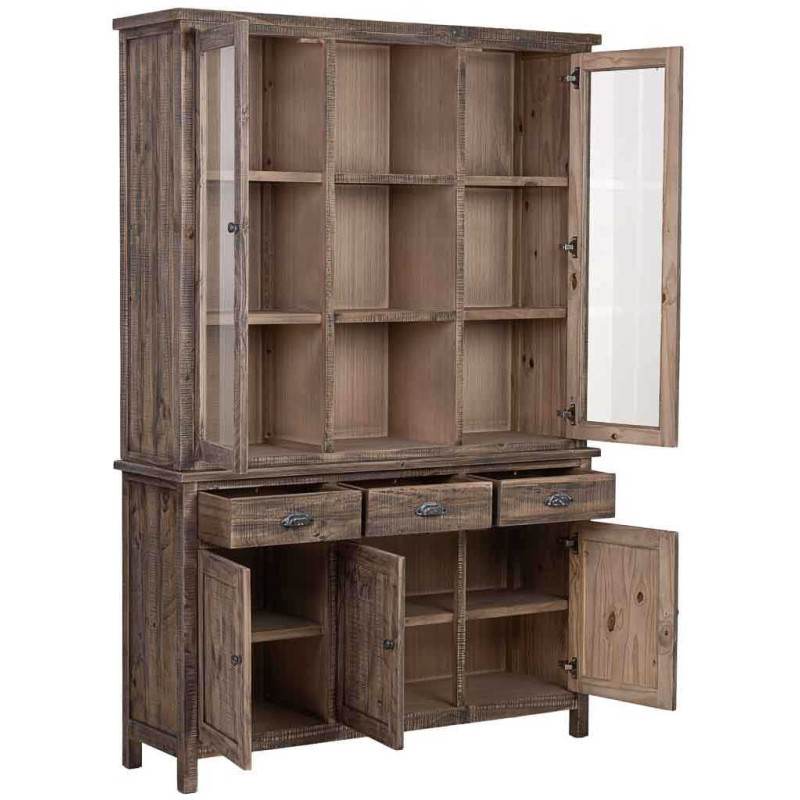 Vitrine vaisselier bois marron 140 cm...