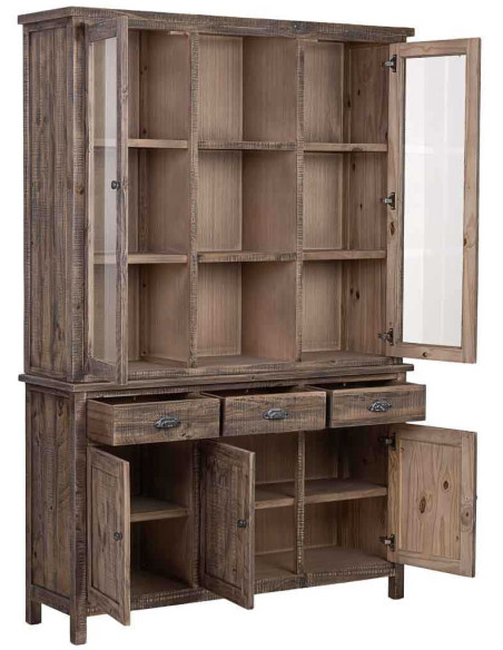 Vitrine vaisselier bois marron 140 cm Barichara