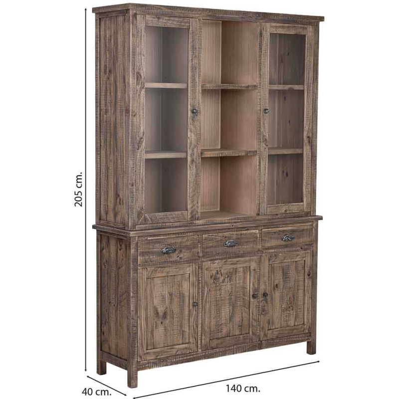 Vitrine vaisselier bois marron 140 cm...