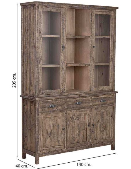 Vitrine vaisselier bois marron 140 cm Barichara