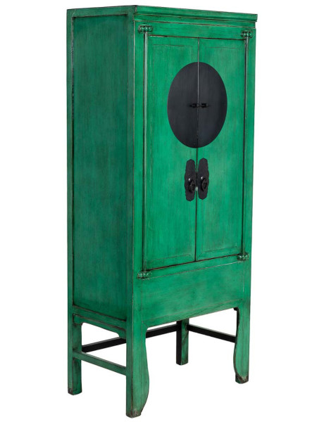Armoire chinoise verte en bois 2 portes 194 cm Pingyao