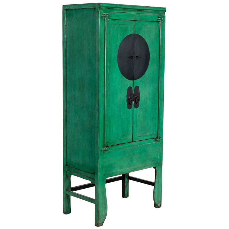 Armoire chinoise verte en bois 2...
