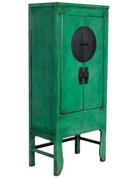 Armoire chinoise verte en bois 2 portes 194 cm Pingyao