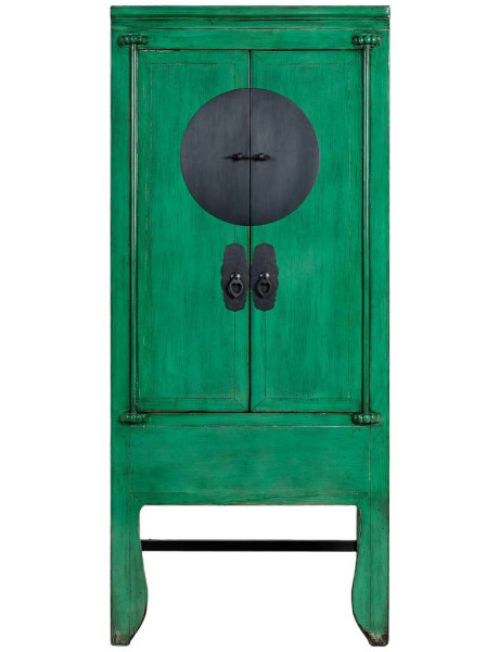 Armoire chinoise verte en bois 2 portes 194 cm Pingyao  - 2