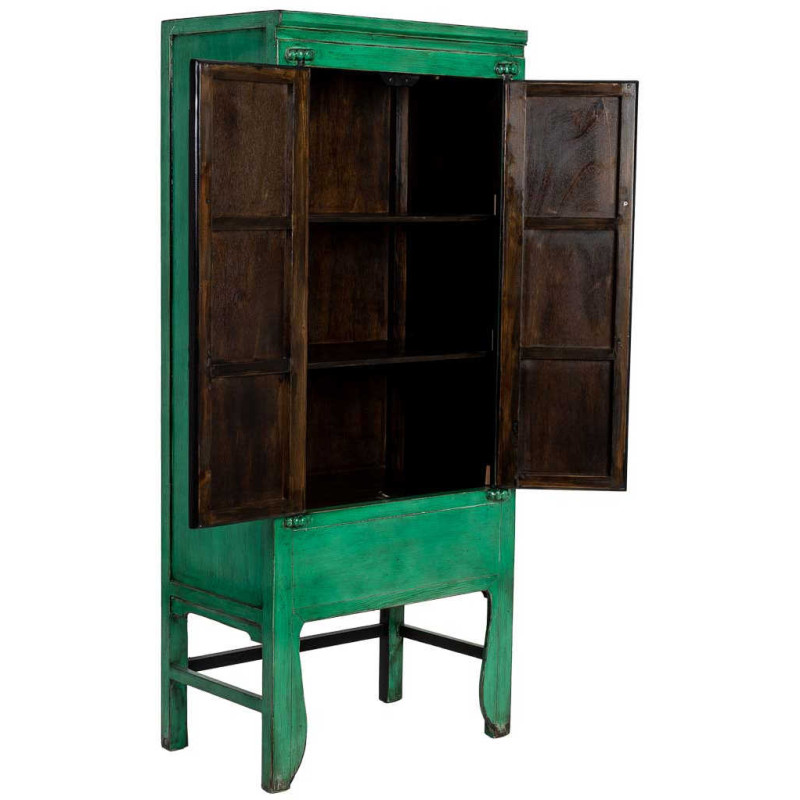 Armoire chinoise verte en bois 2...