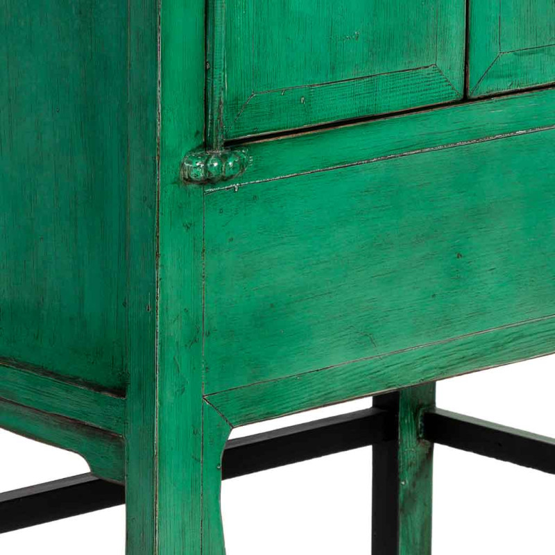 Armoire chinoise verte en bois 2...