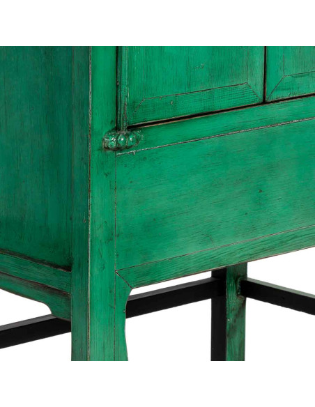 Armoire chinoise verte en bois 2 portes 194 cm Pingyao