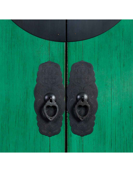 Armoire chinoise verte en bois 2 portes 194 cm Pingyao