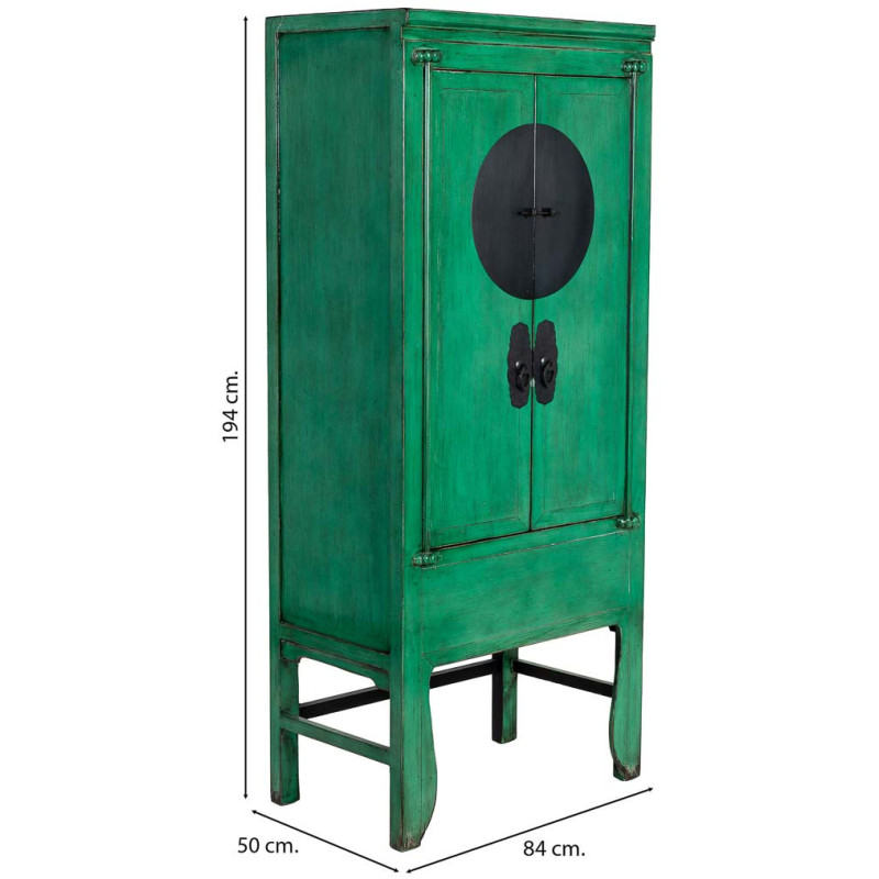 Armoire chinoise verte en bois 2...