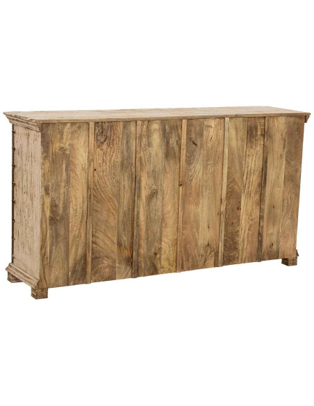 Buffet indien blanc turquoise bois et laiton 180 cm Mandawa