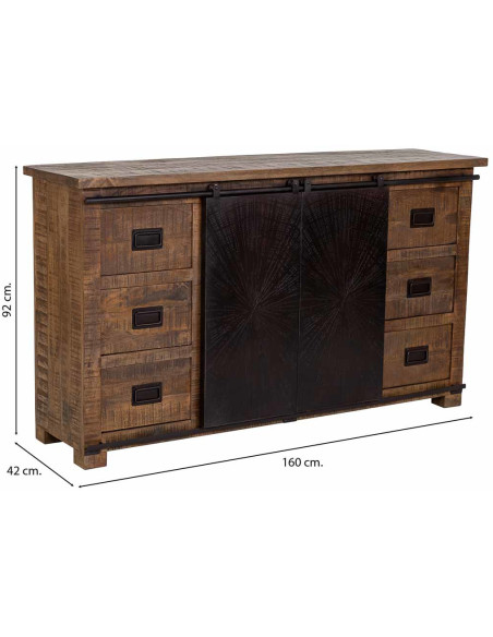 Buffet industriel bois de manguier et fer 160 cm Sheffield