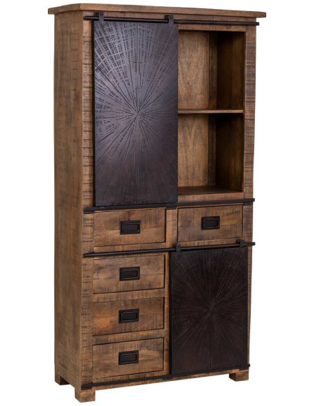 Armoire industrielle en manguier et fer 100 cm Sheffield