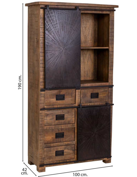 Armoire industrielle en manguier et fer 100 cm Sheffield