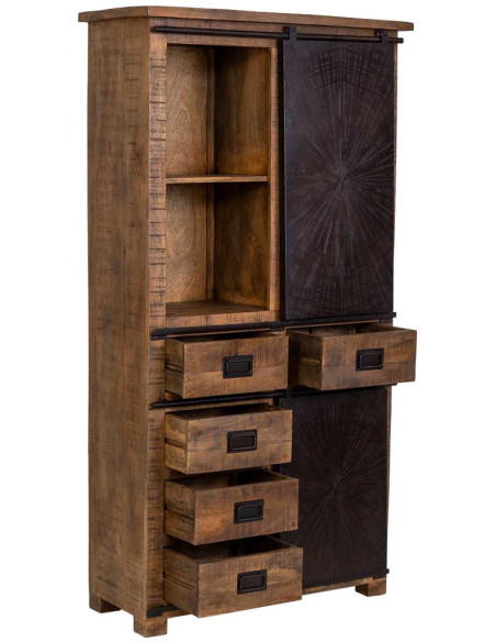 Armoire industrielle en manguier et fer 100 cm Sheffield