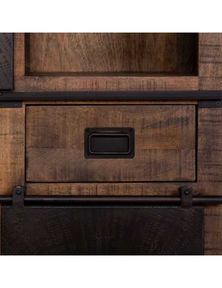 Armoire industrielle en manguier et fer 100 cm Sheffield