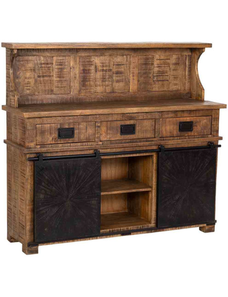 Buffet haut industriel bois et fer 145 cm Sheffield