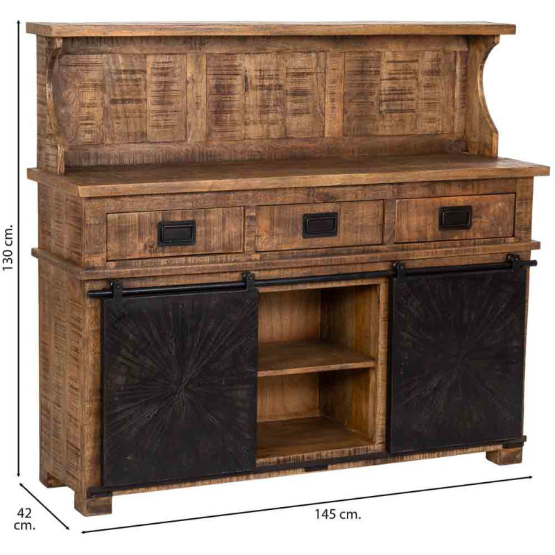 Buffet haut industriel bois et fer...