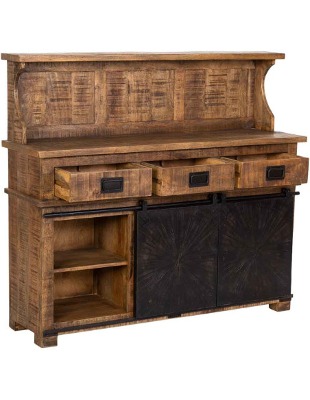 Buffet haut industriel bois et fer 145 cm Sheffield