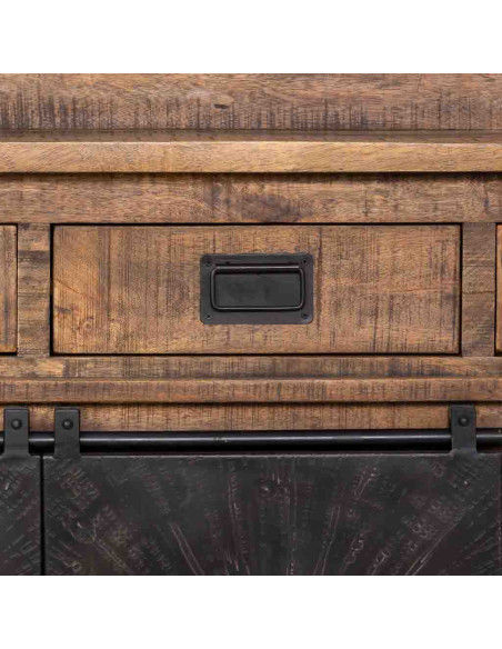 Buffet haut industriel bois et fer 145 cm Sheffield