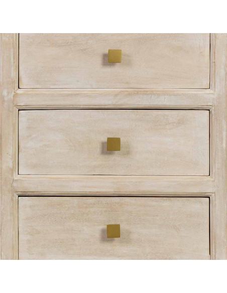 Buffet beige 2 portes 3 tiroirs en bois 160x43x75 cm Tavira