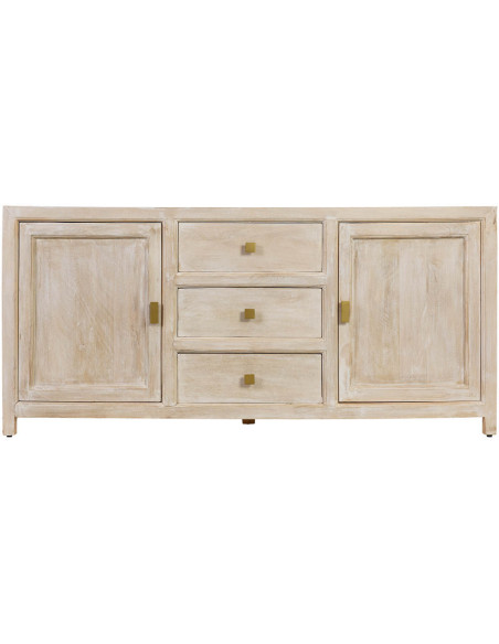 Buffet beige 2 portes 3 tiroirs en bois 160x43x75 cm Tavira