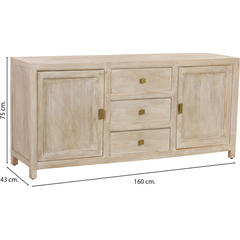 Buffet beige 2 portes 3 tiroirs en...