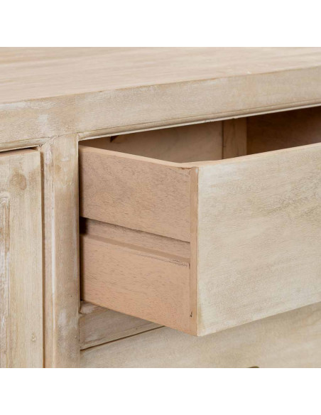 Buffet beige 2 portes 3 tiroirs en bois 160x43x75 cm Tavira
