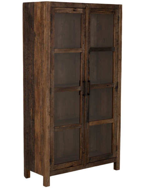 Vitrine en bois de manguier marron 2 portes 100x40x180 cm...