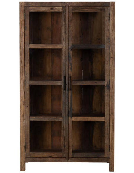Vitrine en bois de manguier marron 2 portes 100x40x180 cm Lüchow
