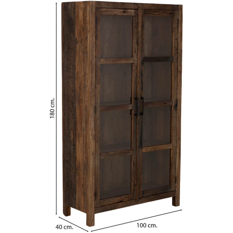 Vitrine en bois de manguier marron 2...