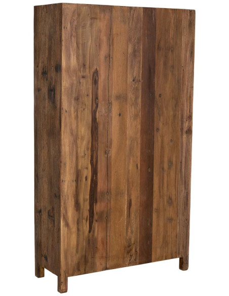 Vitrine en bois de manguier marron 2 portes 100x40x180 cm Lüchow