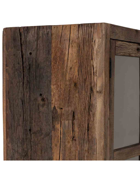Vitrine en bois de manguier marron 2 portes 100x40x180 cm Lüchow