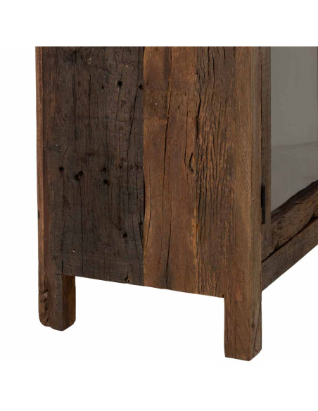 Vitrine en bois de manguier marron 2 portes 100x40x180 cm Lüchow
