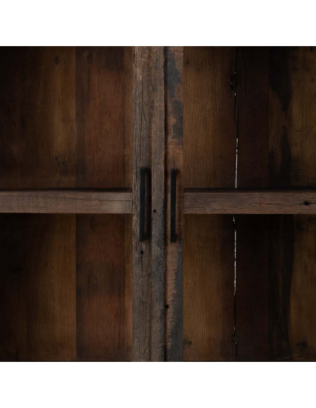 Vitrine en bois de manguier marron 2 portes 100x40x180 cm Lüchow