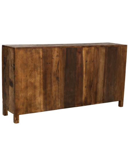Buffet vitrine bois de manguier marron 4 portes 170x40x90 cm Lüchow