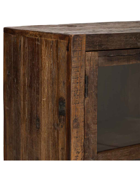 Buffet vitrine bois de manguier marron 4 portes 170x40x90 cm Lüchow