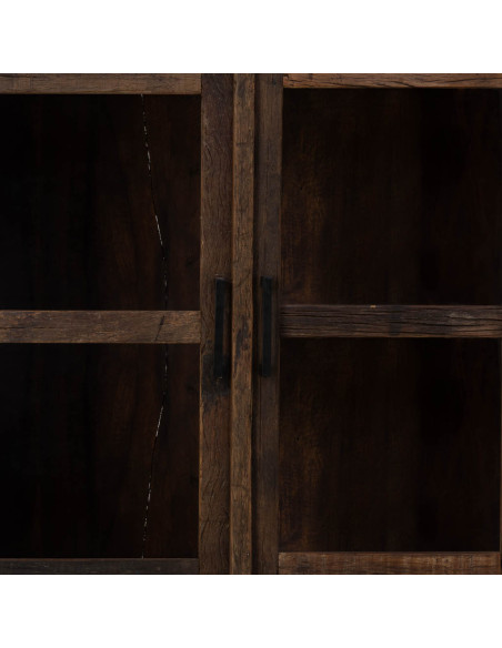 Buffet vitrine bois de manguier marron 4 portes 170x40x90 cm Lüchow