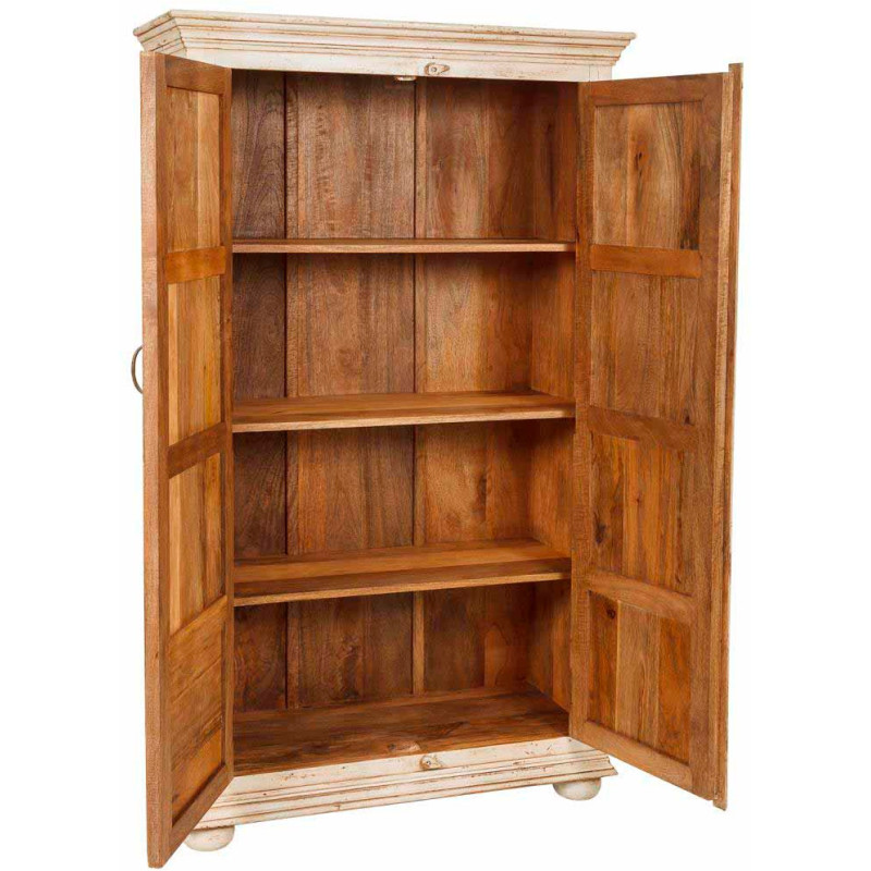 Armoire bois sculpté patine blanche...