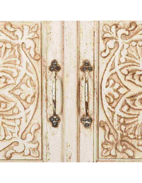 Armoire bois sculpté patine blanche 96x40x167 cm Mandawa