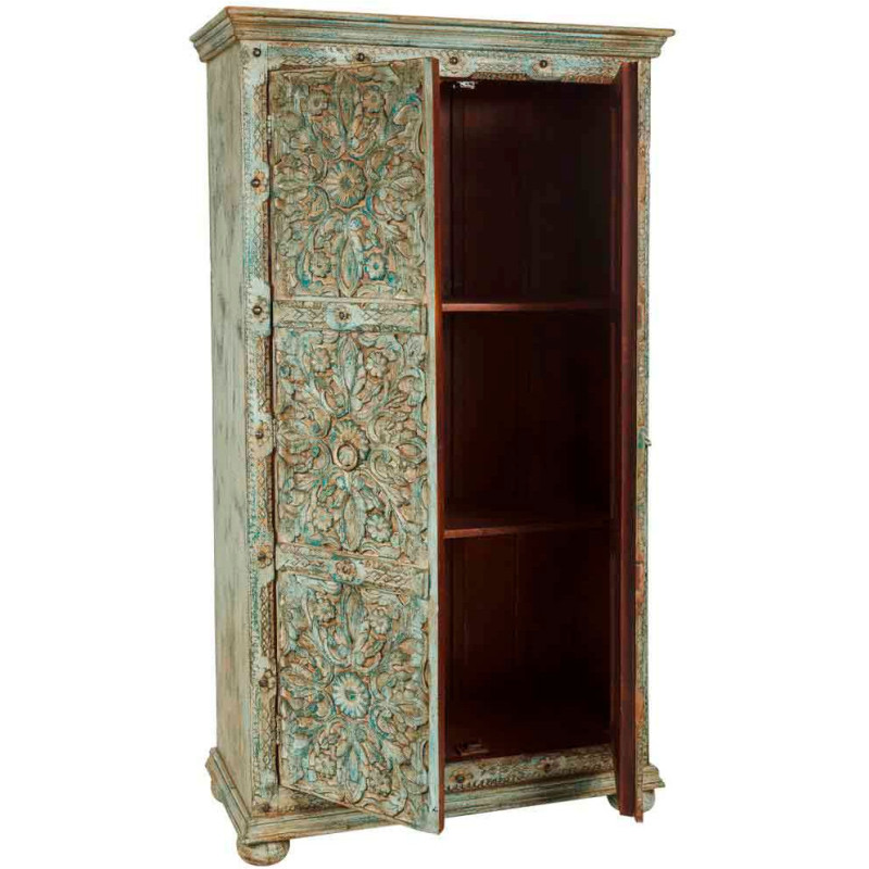 Armoire bois sculpté vert patiné...