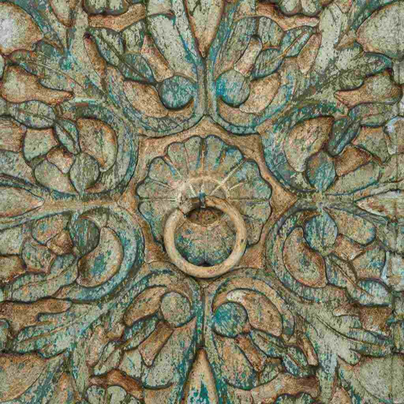 Armoire bois sculpté vert patiné...