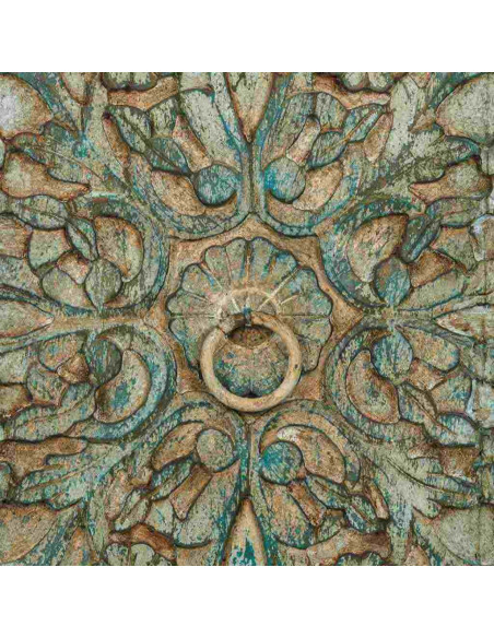 Armoire bois sculpté vert patiné 102x44x183 cm Nawalgarh
