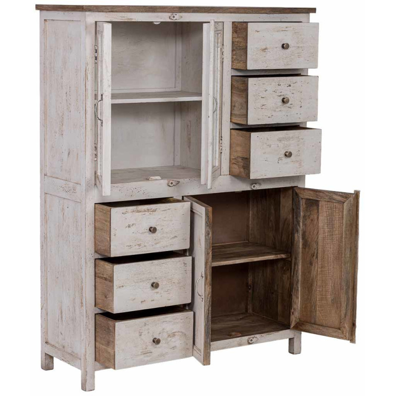 Vitrine vaisselier bois blanc vieilli...