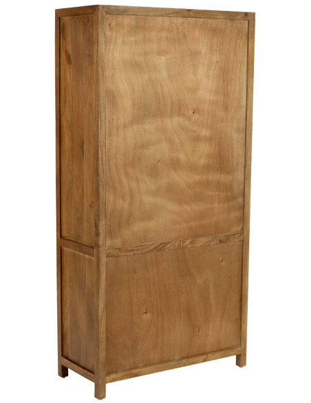Armoire bois de manguier marron 4 portes 90x40x180 cm Khetri