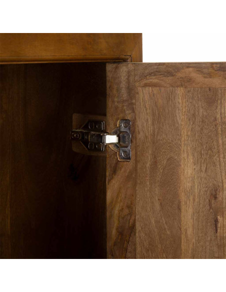 Armoire bois de manguier marron 4 portes 90x40x180 cm Khetri