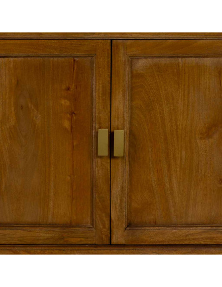 Armoire bois de manguier marron 4 portes 90x40x180 cm Khetri
