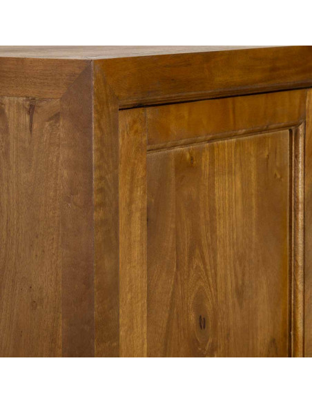 Armoire bois de manguier marron 4 portes 90x40x180 cm Khetri