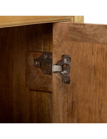 Buffet bois de manguier marron 2 portes 3 tiroirs 160x43x75 cm Khetri